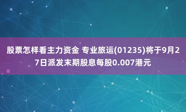 股票怎样看主力资金 专业旅运(01235)将于9月27日派发末期股息每股0.007港元